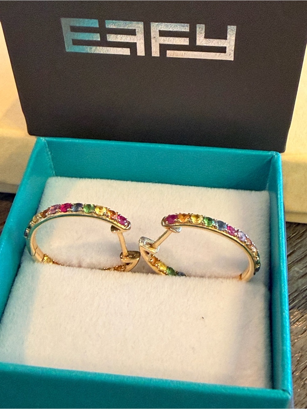 Effy Gold Rainbow Gem Hoop Earrings